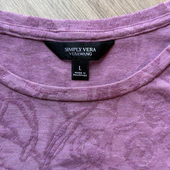 SIMPLY VERA VERA WANG Short Sleeve Pink Floral Design T Shirt Top - Picture 2 of 4